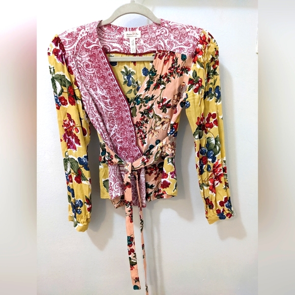Anthropologie mixed floral wrap blouse - Picture 1 of 5